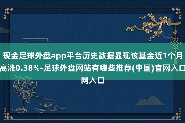 现金足球外盘app平台历史数据显现该基金近1个月高涨0.38%-足球外盘网站有哪些推荐(中国)官网入口