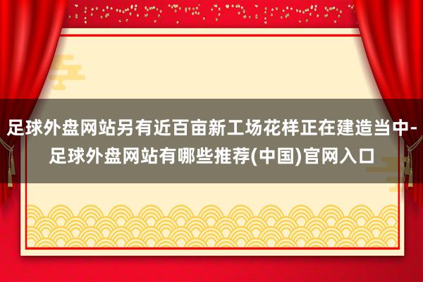 足球外盘网站另有近百亩新工场花样正在建造当中-足球外盘网站有哪些推荐(中国)官网入口