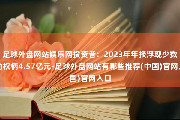 足球外盘网站娱乐网投资者：2023年年报浮现少数推动权柄4.57亿元-足球外盘网站有哪些推荐(中国)官网入口