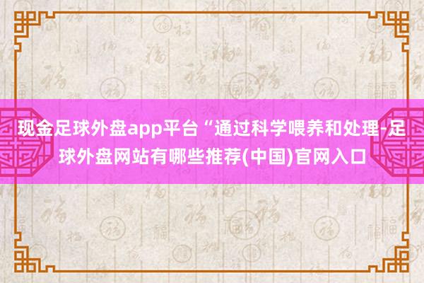 现金足球外盘app平台“通过科学喂养和处理-足球外盘网站有哪些推荐(中国)官网入口