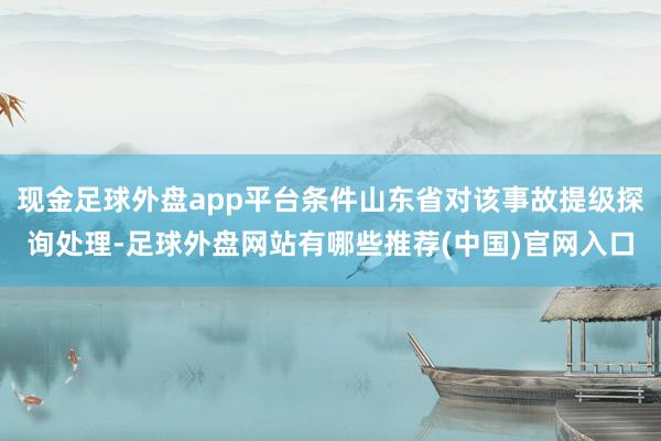 现金足球外盘app平台条件山东省对该事故提级探询处理-足球外盘网站有哪些推荐(中国)官网入口