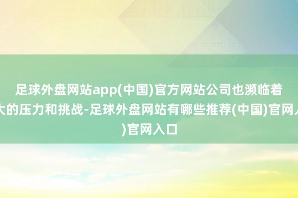 足球外盘网站app(中国)官方网站公司也濒临着宏大的压力和挑战-足球外盘网站有哪些推荐(中国)官网入口