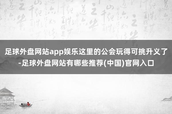 足球外盘网站app娱乐这里的公会玩得可挑升义了-足球外盘网站有哪些推荐(中国)官网入口