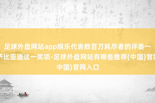 足球外盘网站app娱乐代表数百万耗尽者的评委一致授予比亚迪这一奖项-足球外盘网站有哪些推荐(中国)官网入口