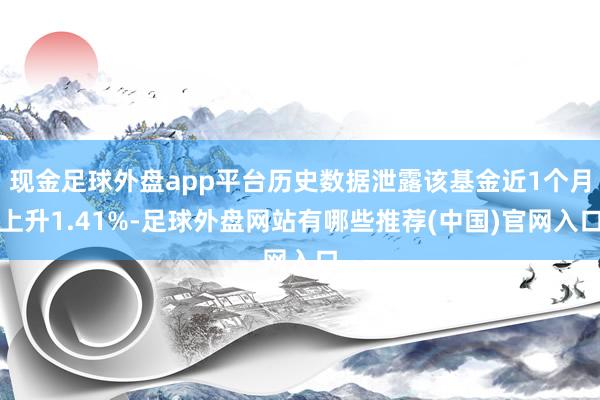 现金足球外盘app平台历史数据泄露该基金近1个月上升1.41%-足球外盘网站有哪些推荐(中国)官网入口