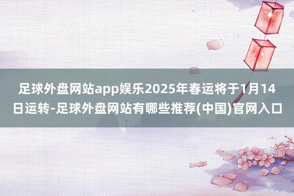 足球外盘网站app娱乐2025年春运将于1月14日运转-足球外盘网站有哪些推荐(中国)官网入口