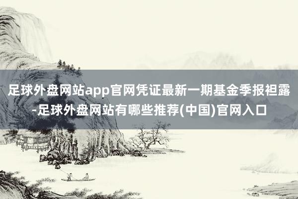 足球外盘网站app官网凭证最新一期基金季报袒露-足球外盘网站有哪些推荐(中国)官网入口